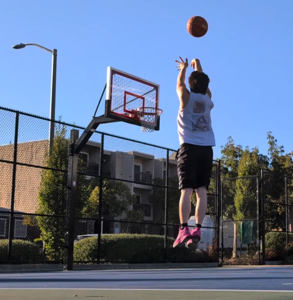 Playing basketball